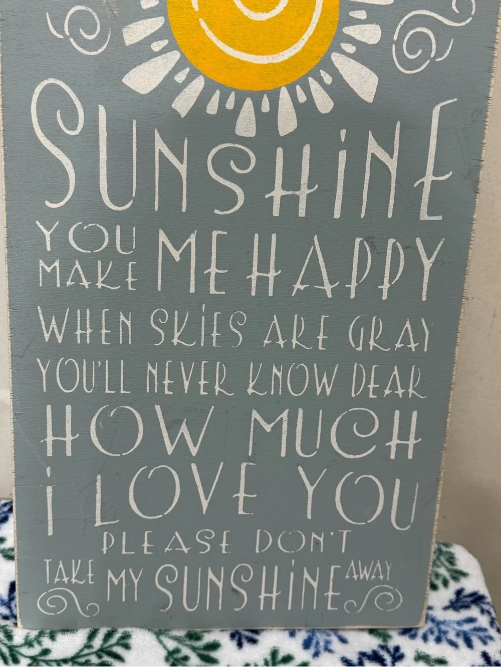 You Are My Sunshine Wooden Wall Sign - Gray and Yellow